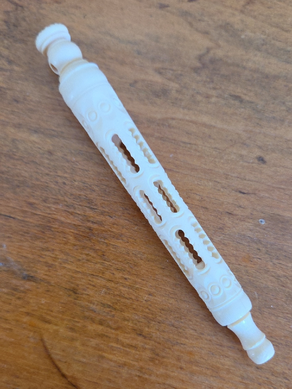Vintage Mother Of Pearl 14K Gold Plated Dip Pen/Letter Opener & Carved Bone Case - Picture 6 of 8